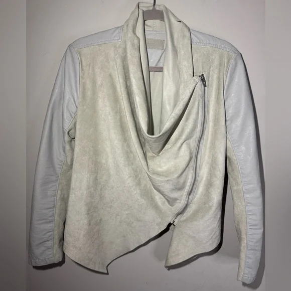 Blank NYC Faux Leather Moto Jacket, like New size Medium, cream color - Picture 2 of 9
